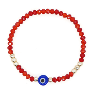 Braccialetto Elastico Resoul con Perline di Cristallo Sfaccettate e Occhio Turco, Amuleto Portafortuna Nazar, Protezione Ojo Turco, Stile Boho, Impilabile, Regalo Donna - Product Image 5