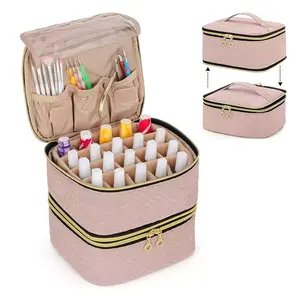 Upgrade Nail Polish Carrying Case Holds 30 Bottles Double-layer Nail Polish Bag With Handles