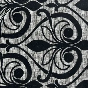 Patrón personalizado de buena calidad Flock Fabric Terciopelo Flocado Sofá Tela Flocado Tela de lino