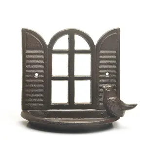 Alimentador de pájaros colgante de pared de hierro fundido Retro para decoración de jardín, adornos de jardín