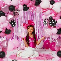 Nouveau kit d'arche de ballons Mickey Mouse rose avec nœud, décoration de fête d'anniversaire pour fille