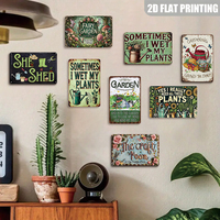 She Shed Garden - Juego de letreros metálicos retro y divertidos para decoración de pared de jardín para el hogar