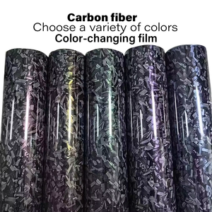 Vinilo Adhesivo para Automóviles de Fibra de Carbono Forjado Azul Brillante, PVC/PET Resistente a los Rayos UV, Autoregenerable, que Cambia de Color, Antiarañazos - Product Image 6
