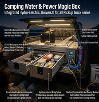 Couverture de benne rigide en aluminium robuste personnalisable avec module de camping, verrouillable et étanche pour pick-up