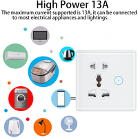 Enchufe Inteligente WiFi Tuya para Reino Unido, Compatible con Alexa y Google, Control Remoto con Temporizador, Enchufe de Pared ABS para el Hogar, 240v 13A, Enchufe Inteligente para Luz