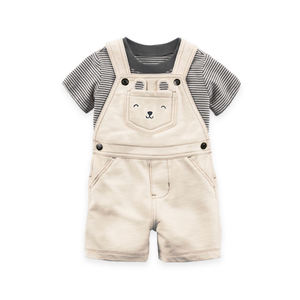 Ensemble de vêtements pour bébés, salopette pour garçons et filles, T-Shirt à manches courtes + pantalon à bretelles, en tissu de coton, vente en gros, été, 2020 - Product Image 3