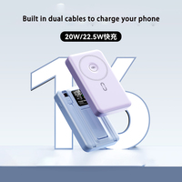 Banque d'alimentation sans fil magnétique Mag Fast Charging PD 22,5 W avec support pliable et écran numérique, PowerBank 10000 mAh pour iPhone