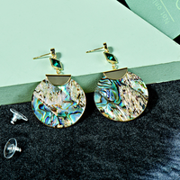 Boucles d'oreilles en argent S925 exagérées, luxueuses et sophistiquées, en forme de coquille d'ormeau ronde avec cristaux, pour femmes