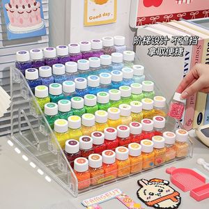 Transparent Slanted Tiered Perler Bead Organizer Multi Compartment Display Rack For Small Bottles DIY Craft <b>Paint</b> Desktop - Product Image 2