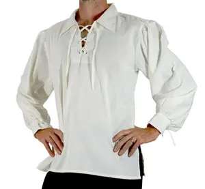 Costume de Pirate pour homme adulte, tunique à lacets, chemise, haut de Cosplay, Viking, âge moyen, S-2XL