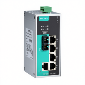 Commutateur PoE non géré Moxa EDS-P206A-4PoE-S-SC-T sur rail DIN, 5 ports Ethernet, 24V, IEEE 802.3, Réseautage industriel - Product Image 2