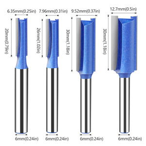 Cuchillas de carburo de vástago 1/4 de 6mm, diámetro de pintura azul 1/4 5/16 3/8 1/2, brocas de enrutador recto para carpintería, fresa - Product Image 5