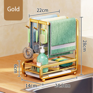 Encimera de Metal para <span class=keywords><strong>cocina</strong></span>, fregadero, trapo, paños de <span class=keywords><strong>cocina</strong></span>, soporte para colgar en la <span class=keywords><strong>pared</strong></span>, esponja, <span class=keywords><strong>accesorios</strong></span> de <span class=keywords><strong>cocina</strong></span>, cepillo de limpieza, estante organizador - Product Image 6