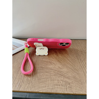 Coque de téléphone Ours Mignon Couleur Macaron avec Bordure Ondulée pour iPhone 17 16 15 14 13 18 Pro Max, Étui Arrière avec Chaîne