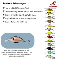 Leurre Crankbait Mini Red Eyes 43mm 5g pour Eau Douce, Bass, Topmouth Culter, Poisson Mandarine - Stock Usine, Vente en Gros, Matériel de Pêche