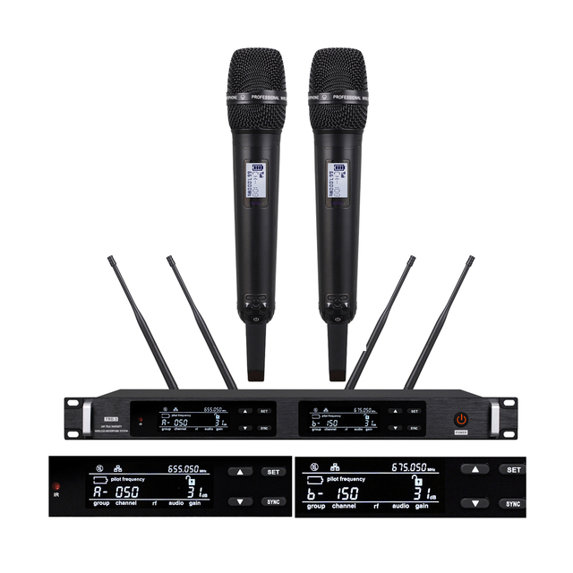 Classic EW600 Dual Channel Black SKM9000 Wireless Microphone System SKM EW Dynamic Cardioid Handheld Karaoke Stage Portable