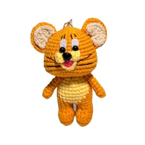 Portachiavi/Charm per Borsa a Forma di Gatto in Peluche Lavorato all'Uncinetto con Filato a Righe, Regalo Creativo per le Feste di Changxu Craft - Product Image 5