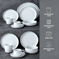 Service de table en porcelaine blanche de style européen, design moderne et élégant, finition mate, avec logo personnalisé, kit de tasses portables
