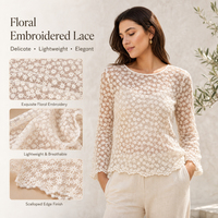 Tulle floral en maille tricotée brodé de marguerites blanches douces pour robe de mariée, robe de soirée pour filles, accessoires vestimentaires