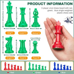 三人象棋套装与国王高3.75英寸和65X65cm象棋棋盘3C02 - Product Image 4