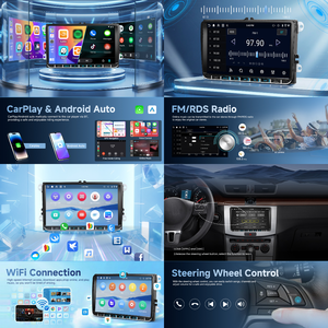 Autoradio 2 DIN PODOFO 9 pouces <span class=keywords><strong>4</strong></span>+64 Go avec Carplay et Auto sans fil, Bluetooth, WiFi, FM, GPS pour VW POLO/GOLF/PASSAT/BORA, <span class=keywords><strong>Skoda</strong></span>/Seat OEM - Product Image 2
