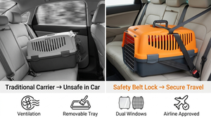 Sac de transport pour animaux de compagnie avec fenêtre en plastique ou en maille métallique, ABS, <span class=keywords><strong>plateau</strong></span> amovible, attache de sécurité pour <span class=keywords><strong>voiture</strong></span>, tailles S/M, 8 couleurs - Product Image 4