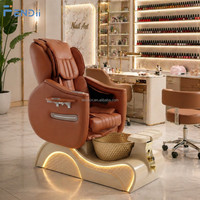 Fauteuil de pédicure inclinable de luxe avec bain de pieds en cristal pour salon de manucure