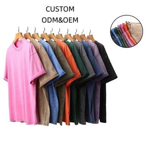 2025 nouveau JKM OEM rétro 100% coton lourd hommes surdimensionné T-shirt Dtg impression T-shirt Logo T-shirt pierre lavé à l'acide Vintage - Product Image 2