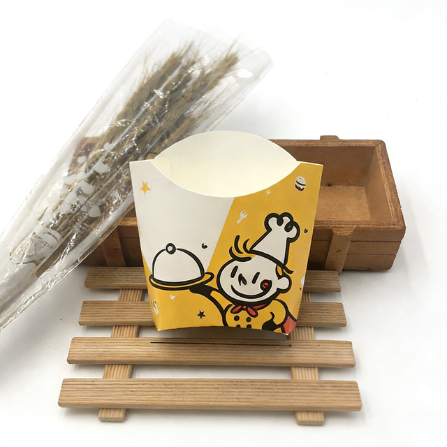 Custom Size Eco-Friendly Biodegradable French Fries Box Greaseproof Kraft Paper Disposable for Fast Food Packaging