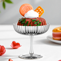 Coupelle à dessert en métal rainuré couleur personnalisée, en acier inoxydable SS304, bol à glace sur pied, coupelle de service pour pudding et gâteau, pour fêtes et événements en extérieur