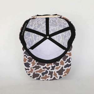 Casquette de golf sportive 5 panneaux style old school avec logo patch camouflage canard imprimé numérique personnalisé, visière plate, non structurée, snapback - Product Image 6