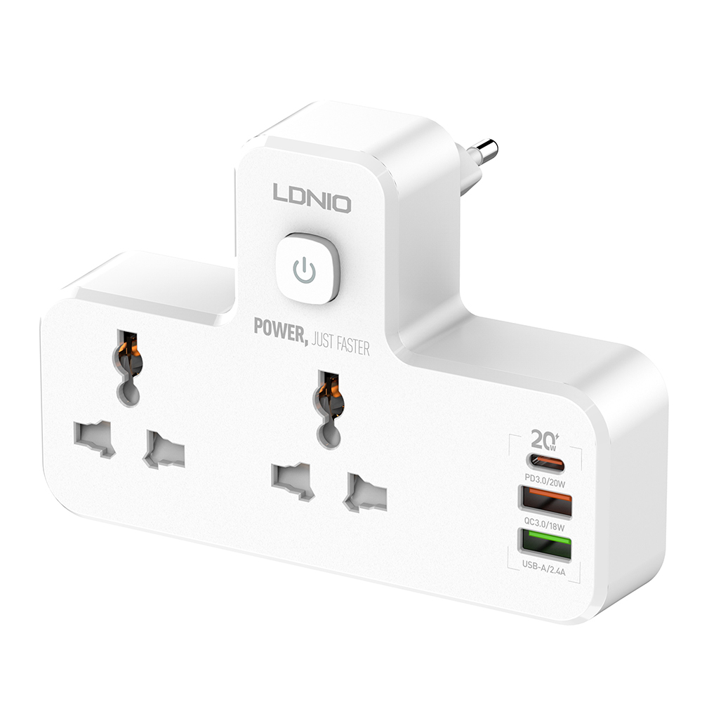 Удлинитель LDNIO SC2311 с USB-адаптером, разные розетки с настенным переходником, 3-ходовой переходник, 1 в 3