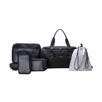 Bolsas de Viaje de Moda con Logotipo Personalizado OEM/ODM de Fábrica, de Poliéster Impermeable con Cierre, Diseño Clásico con Compartimentos, Negras, Grandes