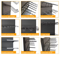 Rak Display Dinding Pegboard Ritel, Rak Logam Hitam dengan Kait dan Rak, Unit Display Barang Dagangan Multi Lapis yang Dapat Disesuaikan
