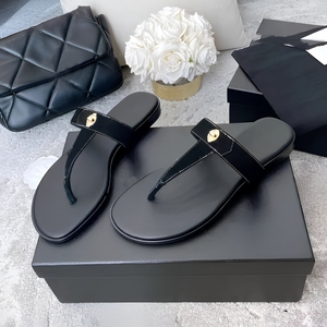 Premium Luxury <b>Sandals</b> Versatile Shopp Dates Durable Open-toe Comfortable Summer Beach Shoes Genuine Leather Women's Flip-flops - Product Image 1