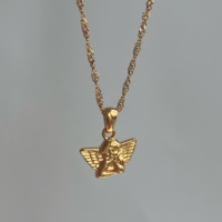 Collar con Colgante de Ángel Cupido de Acero Inoxidable Chapado en Oro de 18k, Resistente al Deslustre, Joyería Impermeable para Mujer, Nuevo Modelo de Verano 2022 de Dazan