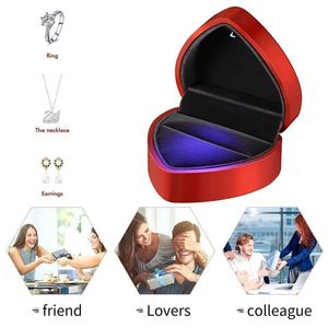 Caja de Anillo con Luz para Propuestas, Exhibición de Mostrador, Cajas Rojas con Forma de Corazón para Guardar Joyas - Product Image 2