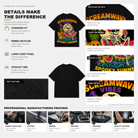 Spooky Summer Skeleton Fruit Cocktail Grafisch Velours Zwaar Katoenen T-shirt Unisex Oversized Halloween Streetwear T-shirt met korte mouwen
