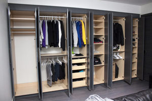 Sistema de Armario Abierto de Lujo CANA, Hecho a Medida, Precio de Fábrica, Estantes Modulares Beige para Vestidor con Luz LED - Product Image 4