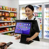 F8 Venta al por Mayor, Logotipo Personalizado, Sistema Inteligente para Tiendas de Bebés, Pantalla Táctil Dual de 4 Núcleos, 4+64GB, Máquina POS de Escritorio para Tiendas Minoristas