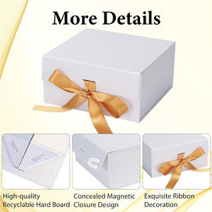 ริบบิ้นพิมพ์กล่องของขวัญริบบิ้นสำหรับบรรจุภัณฑ์โลโก้ที่กำหนดเองธุรกิจงานแต่งงานกระดาษแข็งแม่เหล็กกล่องของขวัญขนาดเล็ก - Product Image 4