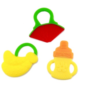 Anneau de dentition pour bébé en silicone sans BPA, motif ours <span class=keywords><strong>pomme</strong></span>, qualité alimentaire, pour les molaires - Product Image 2