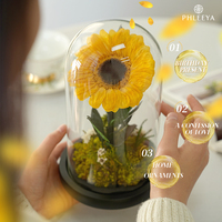 Meilleure Vente 2026 : Décoration d'Anniversaire et Arrangements Floraux de Mariage avec Tournesols Stabilisés sous Cloche en Verre