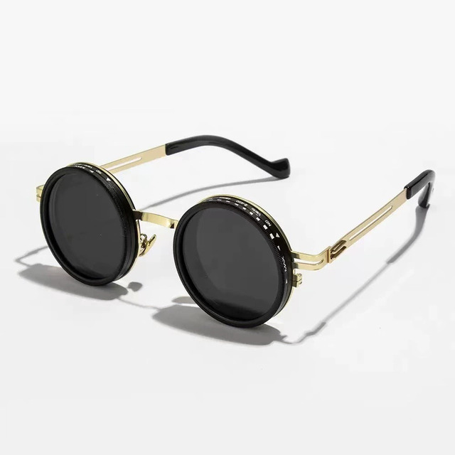 Handcrafted Sunglasses Rotating Adjustable Brightness Dimming Fashion Metal Frame in White Red or Champagne Comfortable Stylish