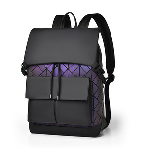 Advanced Large Capacity 15 Inch Laptop Backpack for Men New Waterproof Panelled PU Polyester Business Travel <b>Bag</b> - Product Image 1