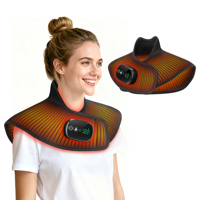 Customized Cordless Neoprene 8.4V 4000mAh 4-Level Heat Therapy Infrared Physiotherapy Heating Pad Wireless Remote Neck Shoulders