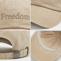 Casquette de baseball rétro non structurée en coton lavé, 6 panneaux, couleur kaki sable, avec broderie de lettres, pour le streetwear