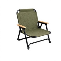 Chaise pliante d'extérieur moderne avec anneau d'angle renforcé, cadre en tube d'acier de 22 mm, accoudoirs en bois massif pour le camping et le jardin