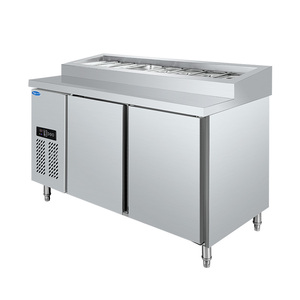 Réfrigérateur à compresseur de <span class=keywords><strong>table</strong></span> 220V, bar à salades, réfrigérateur à pizzas, <span class=keywords><strong>table</strong></span> de préparation de sandwichs, congélateur avec fonction de refroidissement pour l'affichage - Product Image 2