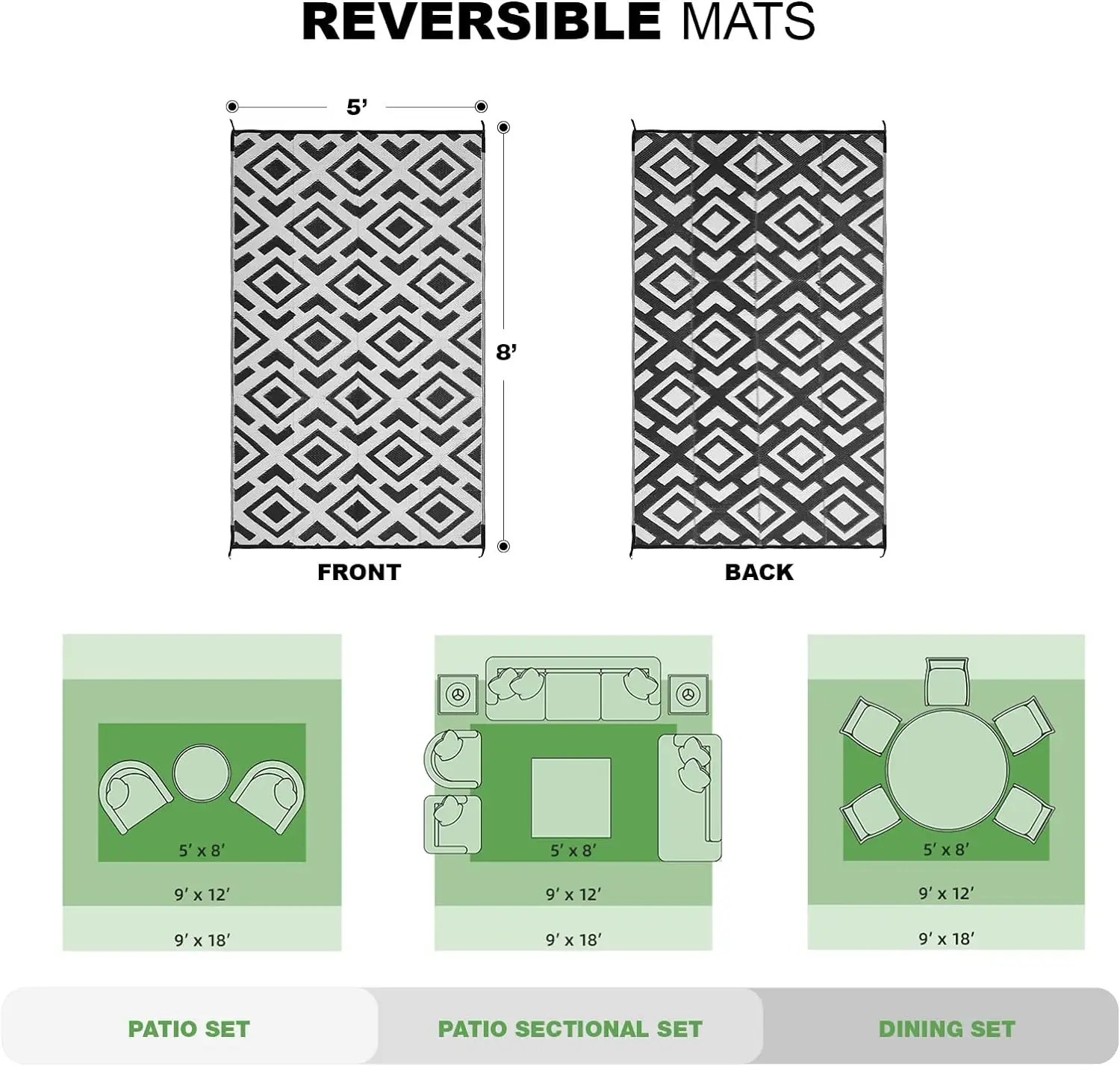 Karpet luar ruangan karpet teras reversibel portabel besar tahan air karpet Area luar ruangan untuk Teras